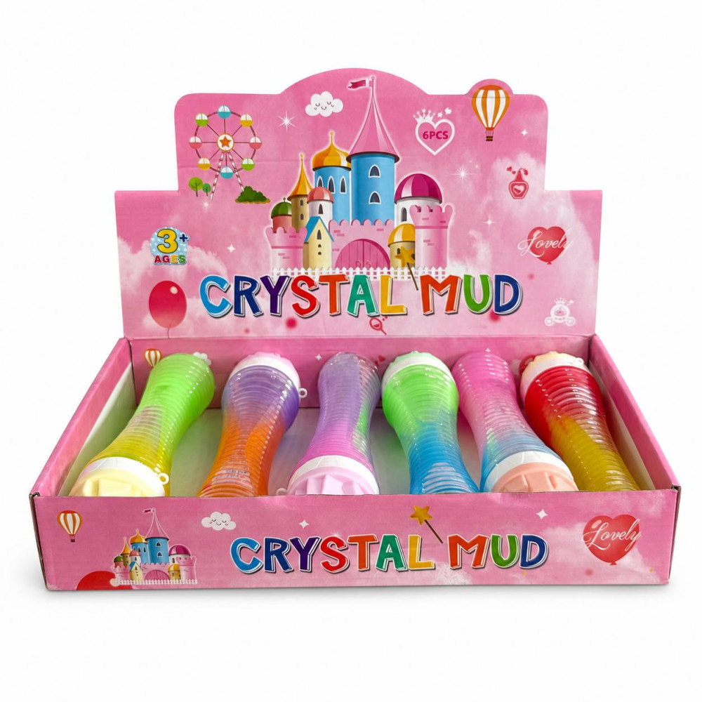 Лизун Crystal Mud двухцветный в прозрачной рифлёной колбе с фигурной крышкой, (5,2*21,5)см, 6 шт. в упаковке, №1520-9 (108) Лизун Crystal Mud двухцветный в прозрачной рифлёной колбе с фигурной крышкой, (5,2*21,5)см, 6 шт. в упаковке, №1520-9 (108)