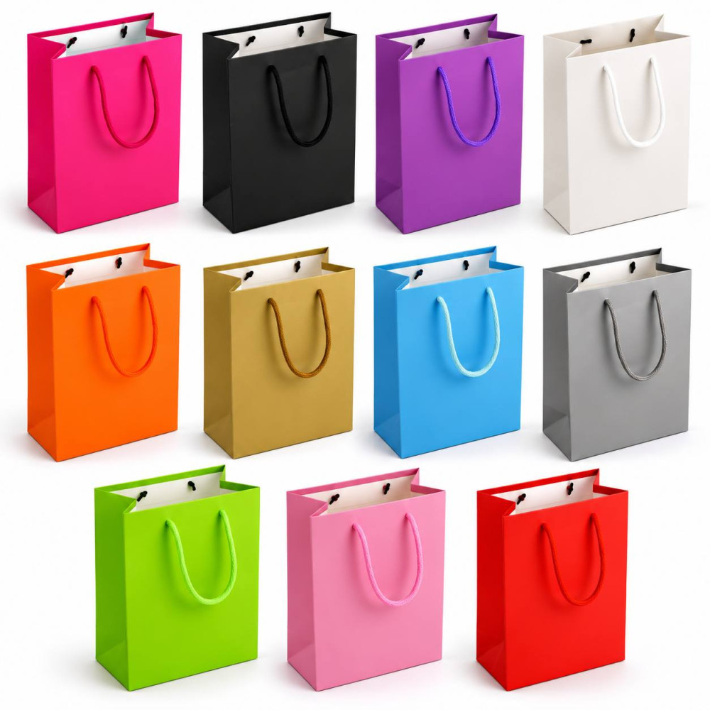 Пакет подарунковий паперовий однотонний, 11 кольорів (18 × 10 × 23) см, 12 шт. в упаковці, №888-М (360) Пакет подарунковий паперовий однотонний, 11 кольорів (18 × 10 × 23) см, 12 шт. в упаковці, №888-М (360)