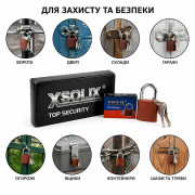 Замок навесной XSOLIX, медный, 32 мм, с 3 ключами, комплект — 3 ключа, 12 шт. в упаковке, №XS-32 (240)