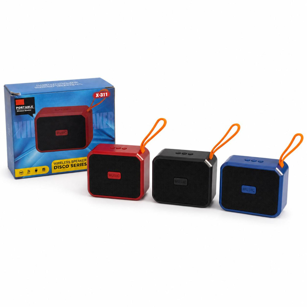 Колонка портативна бездротова Bluetooth із ремінцем, прямокутна, 4 кольори, (5 × 7,5 × 9,5) см, у коробці, №X-311 (100) Колонка портативна бездротова Bluetooth із ремінцем, прямокутна, 4 кольори, (5 × 7,5 × 9,5) см, у коробці, №X-311 (100)