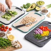 Доска кухонная прямоугольная из пластика, с рамкой и вырезом, 5 цветов, (20*30*0.7)см, №СВ-038-2 (50)