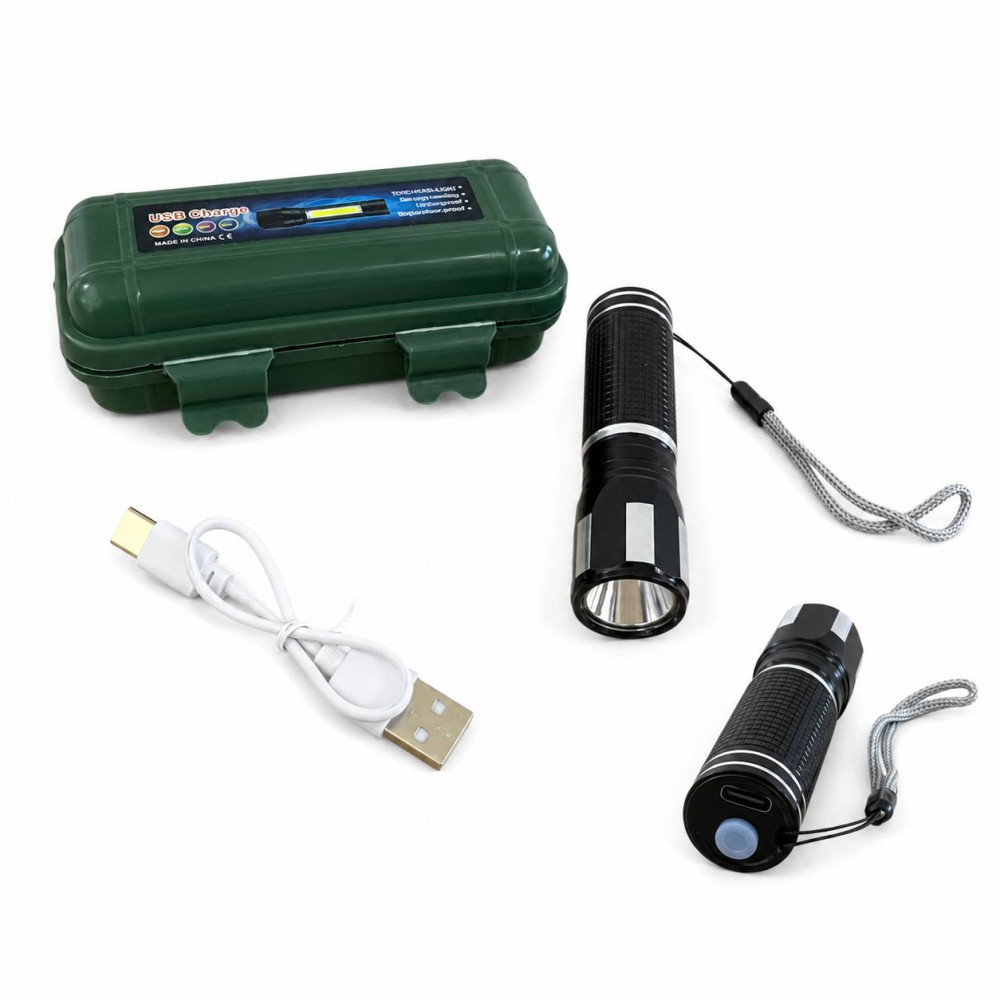 Фонарь аккумуляторный с зарядкой от USB из алюминия (8.5 × 2) см черного цвета в пластиковой коробке №9503 (240) Фонарь аккумуляторный с зарядкой от USB из алюминия (8.5 × 2) см черного цвета в пластиковой коробке №9503 (240)