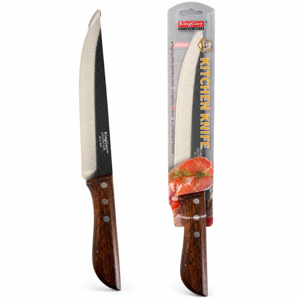 Кухонний ніж з дерев’яною ручкою, 8 дюймів, 1 шт. у ПВХ-упаковці, №M23-814 (96)