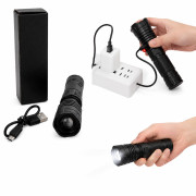 Ліхтар акумуляторний із заряджанням від USB з пластику (10.5 × 2.8) см чорного кольору у паперовій коробці №205 (300) Ліхтар акумуляторний із заряджанням від USB з пластику (10.5 × 2.8) см чорного кольору у паперовій коробці №205 (300)