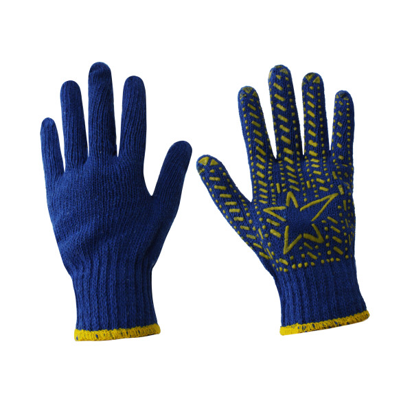 Рукавички зірка №Х-65-2 №Х-70-2 бавовна Зірка сині 65гр. 12пар у кл. (600)