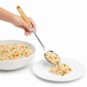 Ложка кухонная длинная блестящая с деревянной ручкой и отверстием, размер (37,5*7)см, в OPP-пакете, №MN-1 (144) Ложка кухонная длинная блестящая с деревянной ручкой и отверстием, размер (37,5*7)см, в OPP-пакете, №MN-1 (144)