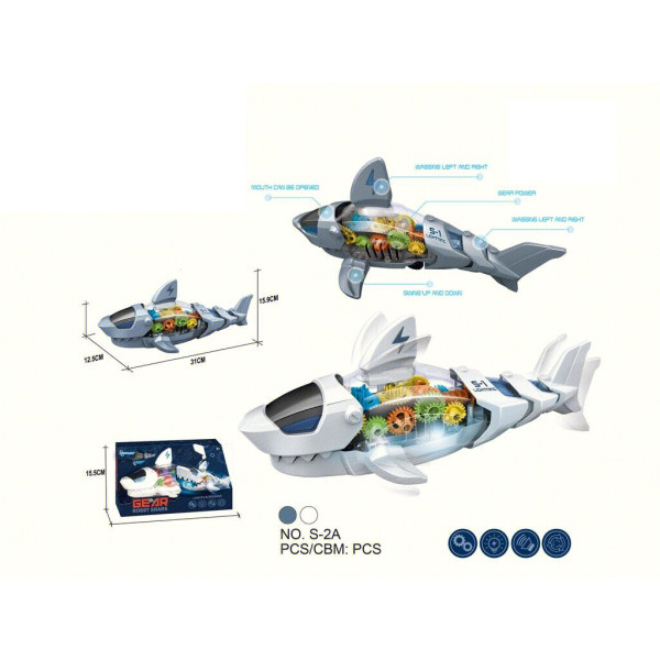 Музична іграшка «Акула» з рухомими шестернями, (31*15,9*12,5)см, №S-2A (36)