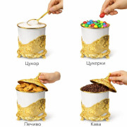 Ємність кухонна мала для зберігання, з металу та кераміки, золотистого кольору, у коробці, (21*10*14)см, №SX-02 (24) Ємність кухонна мала для зберігання, з металу та кераміки, золотистого кольору, у коробці, (21*10*14)см, №SX-02 (24)