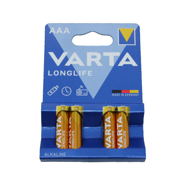Батарейки лужні Varta Longlife LR03/AAA, Alkaline, 4 шт. на блістері (4103101414) (40)