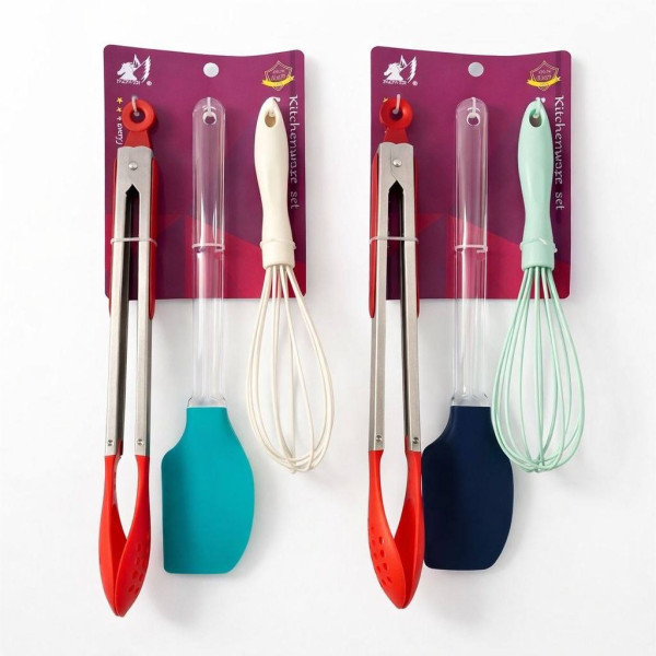 Набір кухонний: щипці 12 дюймів, лопатка та віночок 10 дюймів, 3 шт. на листі, 3 кольори (35*4-32*6-26)см, 30 шт. в упаковці, №СН-10 (120) Набір кухонний: щипці 12 дюймів, лопатка та віночок 10 дюймів, 3 шт. на листі, 3 кольори (35*4-32*6-26)см, 30 шт. в упаковці, №СН-10 (120)