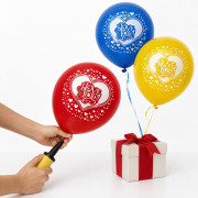 Шары воздушные резиновые, в форме сердца, с английской надписью «HAPPY BIRTHDAY», 2.8 г, диаметр 12 дюймов, 10 шт. в коробке, №12В-10-А (720)
