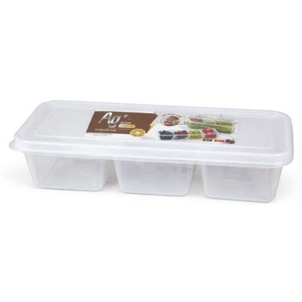 Контейнер із пластику для зберігання продуктів, з 3 секціями, (29,5*9,8*5,7)см, №7710 (168)